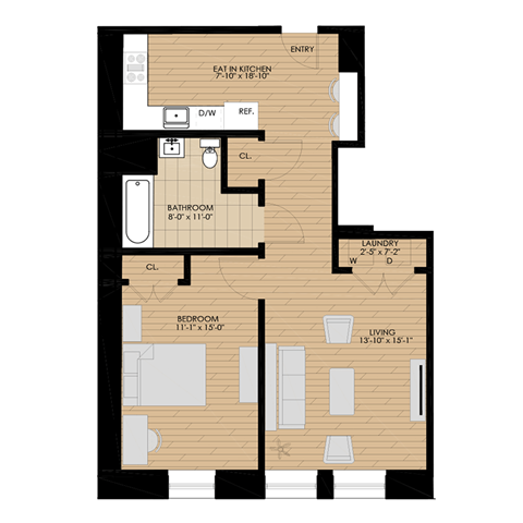 One Bed at 1188 Lofts in Bridgeport, CT